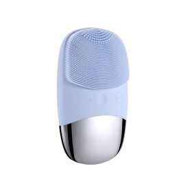 Mini Silicone Electric Face Cleansing Brush Electric Facial Cleanser Facial Cleansing Brush Skin Massager Skin Care Tools (Option: Blue-Electric-DC)